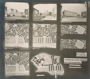 concorso per il piano regolatore della città di alessandria - visioni prospettiche e piante - sistemazione vecchio nucleo