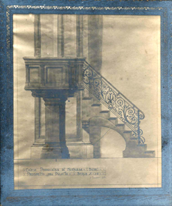 Chiesa parrochiale di Novalesa (Susa). Prospetto del Pulpito. Scala 1:10.