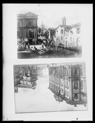 Veduta fantastica di Venezia, due acquarelli G. Migliara