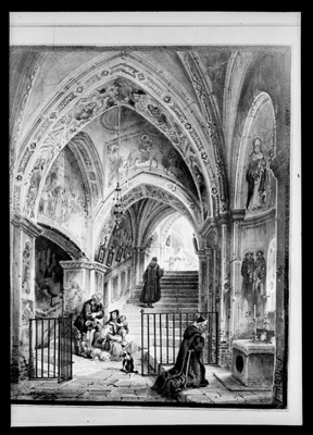 Interno cripta, quadro di G. Migliara custodito nel museo di Alessandria