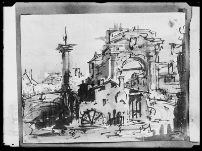 Capriccio, acquarello di G. Migliara