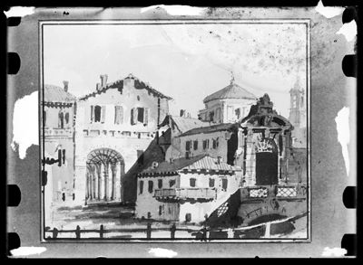Capriccio con edifici, aquarello di G. Migliara