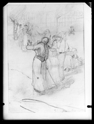 Studio a matita di figure di Pellizza da Volpedo