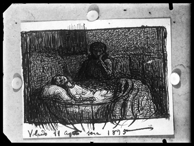 Dolore umile, disegno a inchiostro di Pellizza da Volpedo