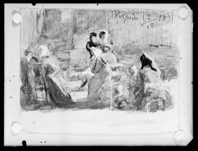 Disegno a inchiostro e acquarello di Pellizza da Volpedo