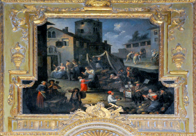 Foto particolare dipinto sovraporta Palazzo Cuttica di Cassine
