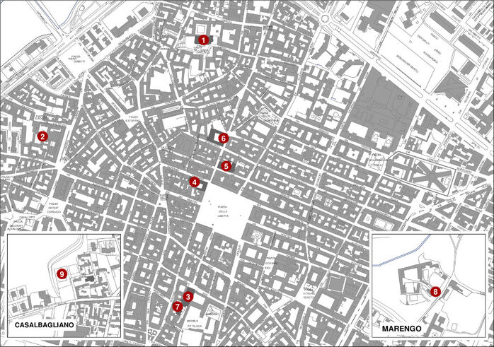 Piantina della città con ubicazione dei punti storici del Medioevo