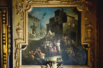 Foto particolare dipinto sovraporta Sala dei Corali Palazzo Cuttica di Cassine